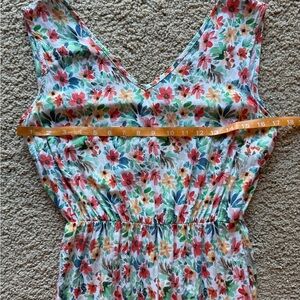 DeFacto Floral Sleeveless V-Neck Maxi Dress in Coral & Teal